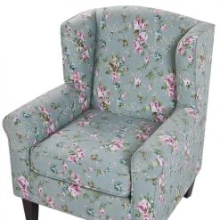 Beliani Fauteuils Fauteuil En Tissu Vert à Motif Floral Avec Repose-pieds -Fauteuils, poufs et repose-pieds Soldes fauteuil en tissu vert a motif floral avec repose pieds 5
