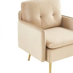 Baita Fauteuils Fauteuil En Velours 1 Place Beige -Fauteuils, poufs et repose-pieds Soldes fauteuil en velours 1 place beige 4