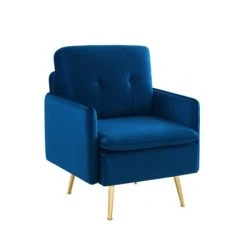 Baita Fauteuils Fauteuil En Velours 1 Place Bleu Marine -Fauteuils, poufs et repose-pieds Soldes fauteuil en velours 1 place bleu marine 2
