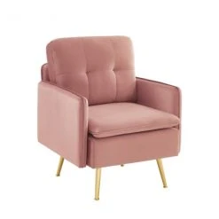 Baita Fauteuils Fauteuil En Velours 1 Place Rose Poudré -Fauteuils, poufs et repose-pieds Soldes fauteuil en velours 1 place rose poudre 2