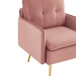 Baita Fauteuils Fauteuil En Velours 1 Place Rose Poudré -Fauteuils, poufs et repose-pieds Soldes fauteuil en velours 1 place rose poudre 4