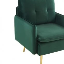 Baita Fauteuils Fauteuil En Velours 1 Place Vert Foncé -Fauteuils, poufs et repose-pieds Soldes fauteuil en velours 1 place vert fonce 4
