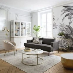 Maisons Du Monde Fauteuils Fauteuil En Velours Beige -Fauteuils, poufs et repose-pieds Soldes fauteuil en velours beige 1000 2 32 209952 5