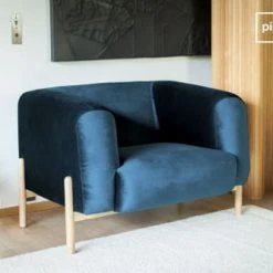 PIB Fauteuils Fauteuil En Velours Bleu -Fauteuils, poufs et repose-pieds Soldes fauteuil en velours bleu 2