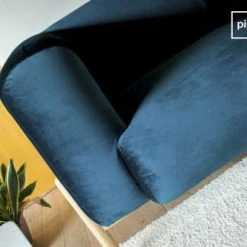 PIB Fauteuils Fauteuil En Velours Bleu -Fauteuils, poufs et repose-pieds Soldes fauteuil en velours bleu 3