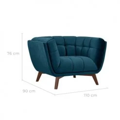 Rendez Vous Déco Fauteuils Fauteuil En Velours Bleu Canard -Fauteuils, poufs et repose-pieds Soldes fauteuil en velours bleu canard 2