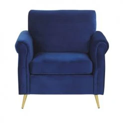 Beliani Fauteuils Fauteuil En Velours Bleu Cobalt -Fauteuils, poufs et repose-pieds Soldes fauteuil en velours bleu cobalt 2