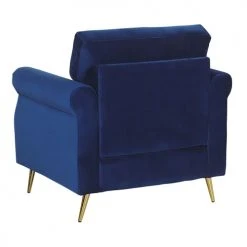 Beliani Fauteuils Fauteuil En Velours Bleu Cobalt -Fauteuils, poufs et repose-pieds Soldes fauteuil en velours bleu cobalt 3