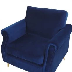 Beliani Fauteuils Fauteuil En Velours Bleu Cobalt -Fauteuils, poufs et repose-pieds Soldes fauteuil en velours bleu cobalt 4