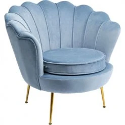 Kare Design Fauteuils Fauteuil En Velours Bleu Et Acier Doré -Fauteuils, poufs et repose-pieds Soldes fauteuil en velours bleu et acier dore 4