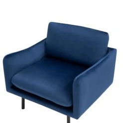 Beliani Fauteuils Fauteuil En Velours Bleu Foncé -Fauteuils, poufs et repose-pieds Soldes fauteuil en velours bleu fonce 10
