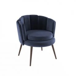 Potiron Paris Fauteuils Fauteuil En Velours Bleu Nuit -Fauteuils, poufs et repose-pieds Soldes fauteuil en velours bleu nuit 4