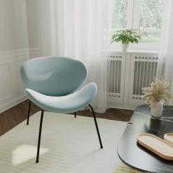 Potiron Paris Fauteuils Fauteuil En Velours Bleu Perle -Fauteuils, poufs et repose-pieds Soldes fauteuil en velours bleu perle 5