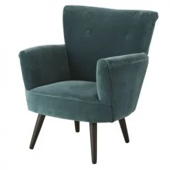 Maisons Du Monde Fauteuils Fauteuil En Velours Bleu Pétrole