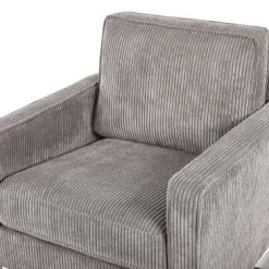 Beliani Fauteuils Fauteuil En Velours Côtelé Gris -Fauteuils, poufs et repose-pieds Soldes fauteuil en velours cotele gris 2