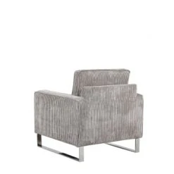 Beliani Fauteuils Fauteuil En Velours Côtelé Gris -Fauteuils, poufs et repose-pieds Soldes fauteuil en velours cotele gris 4