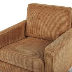 Beliani Fauteuils Fauteuil En Velours Côtelé Marron Clair -Fauteuils, poufs et repose-pieds Soldes fauteuil en velours cotele marron clair 2