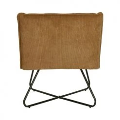 Pomax Fauteuils Fauteuil En Velours Côtelé Pieds Métal Camel -Fauteuils, poufs et repose-pieds Soldes fauteuil en velours cotele pieds metal camel 3