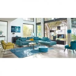 Maisons Du Monde Fauteuils Fauteuil En Velours De Coton Bleu Pétrole -Fauteuils, poufs et repose-pieds Soldes fauteuil en velours de coton bleu petrole 1000 7 38 174903 6