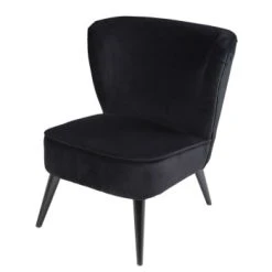 Maisons Du Monde Fauteuils Fauteuil Vintage En Velours Beige -Fauteuils, poufs et repose-pieds Soldes fauteuil en velours de coton noir palm 1000 2 12 165939 1 1