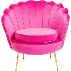 Kare Design Fauteuils Fauteuil En Velours Fuchsia Et Acier Doré