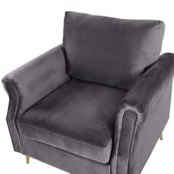 Beliani Fauteuils Fauteuil En Velours Gris -Fauteuils, poufs et repose-pieds Soldes fauteuil en velours gris 10