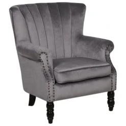 Beliani Fauteuils Fauteuil En Velours Gris