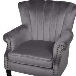 Beliani Fauteuils Fauteuil En Velours Gris -Fauteuils, poufs et repose-pieds Soldes fauteuil en velours gris 17