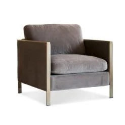 PIB Fauteuils Fauteuil En Velours Gris