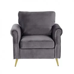 Beliani Fauteuils Fauteuil En Velours Gris -Fauteuils, poufs et repose-pieds Soldes fauteuil en velours gris 8