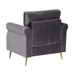 Beliani Fauteuils Fauteuil En Velours Gris -Fauteuils, poufs et repose-pieds Soldes fauteuil en velours gris 9