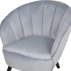 Beliani Fauteuils Fauteuil En Velours Gris Clair -Fauteuils, poufs et repose-pieds Soldes fauteuil en velours gris clair 5