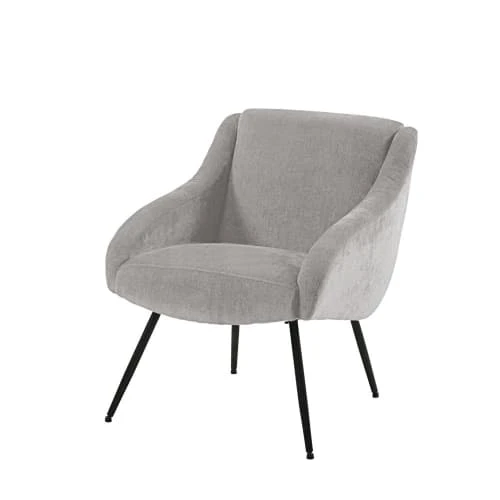 Maisons Du Monde Fauteuils Fauteuil En Velours Gris Clair Et Métal Noir 2 Maisons Du Monde Fauteuils Fauteuil En Velours Gris Clair Et Métal Noir – Image 2