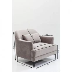 Kare Design Fauteuils Fauteuil En Velours Gris Et Acier -Fauteuils, poufs et repose-pieds Soldes fauteuil en velours gris et acier 4