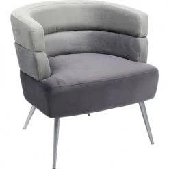 Kare Design Fauteuils Fauteuil En Velours Gris Et Acier Chromé -Fauteuils, poufs et repose-pieds Soldes fauteuil en velours gris et acier chrome 4