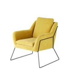 Maisons Du Monde Fauteuils Fauteuil En Velours Noir Et Coloris Laiton -Fauteuils, poufs et repose-pieds Soldes fauteuil en velours jaune moutarde jasper 1000 13 6 174994 1