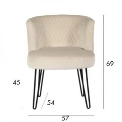 Now’s Home Fauteuils Fauteuil En Velours Matelassé écru Pieds En Métal Noir -Fauteuils, poufs et repose-pieds Soldes fauteuil en velours matelasse ecru pieds en metal noir 4