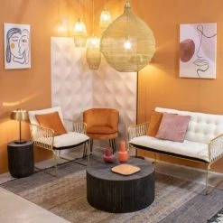 Pirouette Paris Fauteuils Fauteuil En Velours Matelassé Terracotta Pieds En Métal Noir -Fauteuils, poufs et repose-pieds Soldes fauteuil en velours matelasse terracotta pieds en metal noir 3