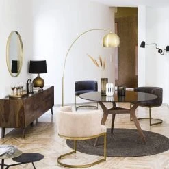 Maisons Du Monde Fauteuils Fauteuil En Velours Noir Et Métal Coloris Laiton -Fauteuils, poufs et repose-pieds Soldes fauteuil en velours noir et metal coloris laiton 1000 11 13 198945 5