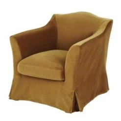Maisons Du Monde Fauteuils Fauteuil En Velours Ocre -Fauteuils, poufs et repose-pieds Soldes fauteuil en velours ocre anaelle 1000 2 30 213148 1 1