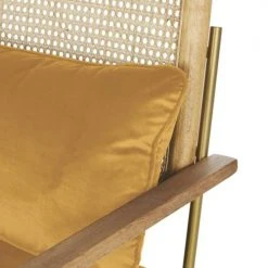 Maisons Du Monde Fauteuils Fauteuil En Velours Ocre Cannage En Rotin -Fauteuils, poufs et repose-pieds Soldes fauteuil en velours ocre cannage en rotin 1000 14 27 209947 5