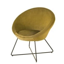 Maisons Du Monde Fauteuils Fauteuil En Velours Ocre -Fauteuils, poufs et repose-pieds Soldes fauteuil en velours ocre hipop 1000 6 7 209599 1