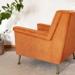 PIB Fauteuils Fauteuil En Velours Orange -Fauteuils, poufs et repose-pieds Soldes fauteuil en velours orange 9