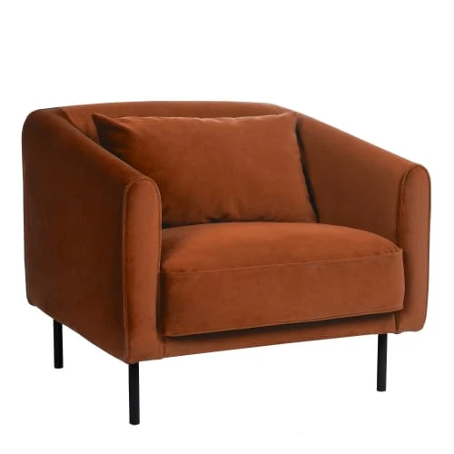 Drawer Fauteuils Fauteuil En Velours Pieds Droits En Métal Rouille 1 Drawer Fauteuils Fauteuil En Velours Pieds Droits En Métal Rouille