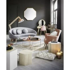 Maisons Du Monde Fauteuils Fauteuil En Velours Rose Et Pieds En Chêne -Fauteuils, poufs et repose-pieds Soldes fauteuil en velours rose et pieds en chene 1000 12 25 166034 8