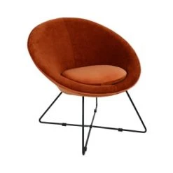 Pomax Fauteuils Fauteuil En Velours Rouille -Fauteuils, poufs et repose-pieds Soldes fauteuil en velours rouille 4