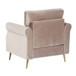 Beliani Fauteuils Fauteuil En Velours Taupe -Fauteuils, poufs et repose-pieds Soldes fauteuil en velours taupe 3