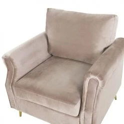 Beliani Fauteuils Fauteuil En Velours Taupe -Fauteuils, poufs et repose-pieds Soldes fauteuil en velours taupe 4