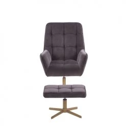 Beliani Fauteuils Fauteuil En Velours Taupe Avec Repose-pieds Assorti -Fauteuils, poufs et repose-pieds Soldes fauteuil en velours taupe avec repose pieds assorti 2