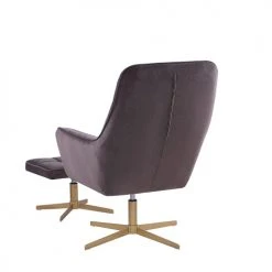 Beliani Fauteuils Fauteuil En Velours Taupe Avec Repose-pieds Assorti -Fauteuils, poufs et repose-pieds Soldes fauteuil en velours taupe avec repose pieds assorti 3